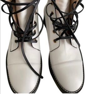 Stuart Weitzman white combat boots